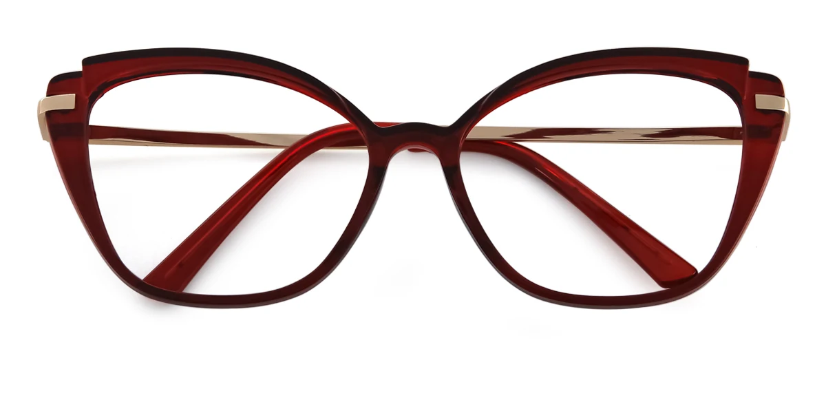 Red Cateye Unique Spring Hinges Eyeglasses | WhereLight