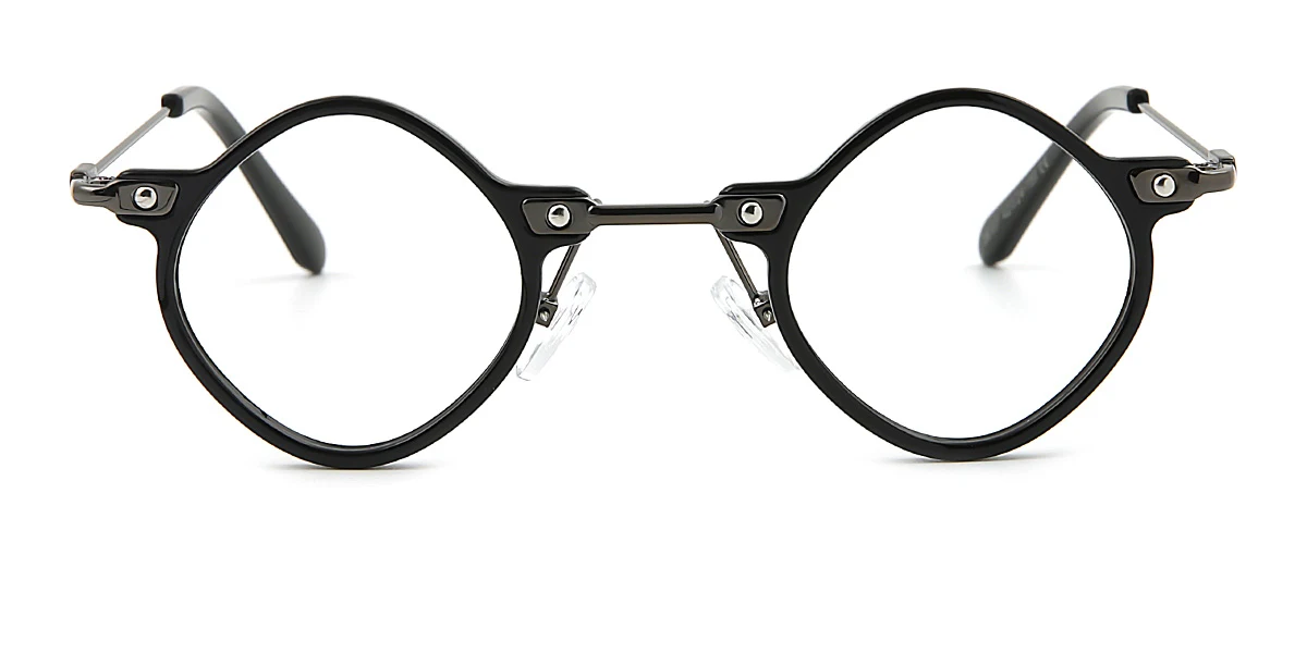 Black Geometric Irregular Classic Retro Unique Super Light Eyeglasses | WhereLight