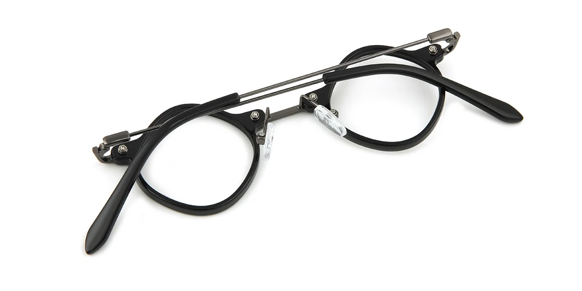 Black Geometric Irregular Classic Retro Unique Super Light Eyeglasses | WhereLight