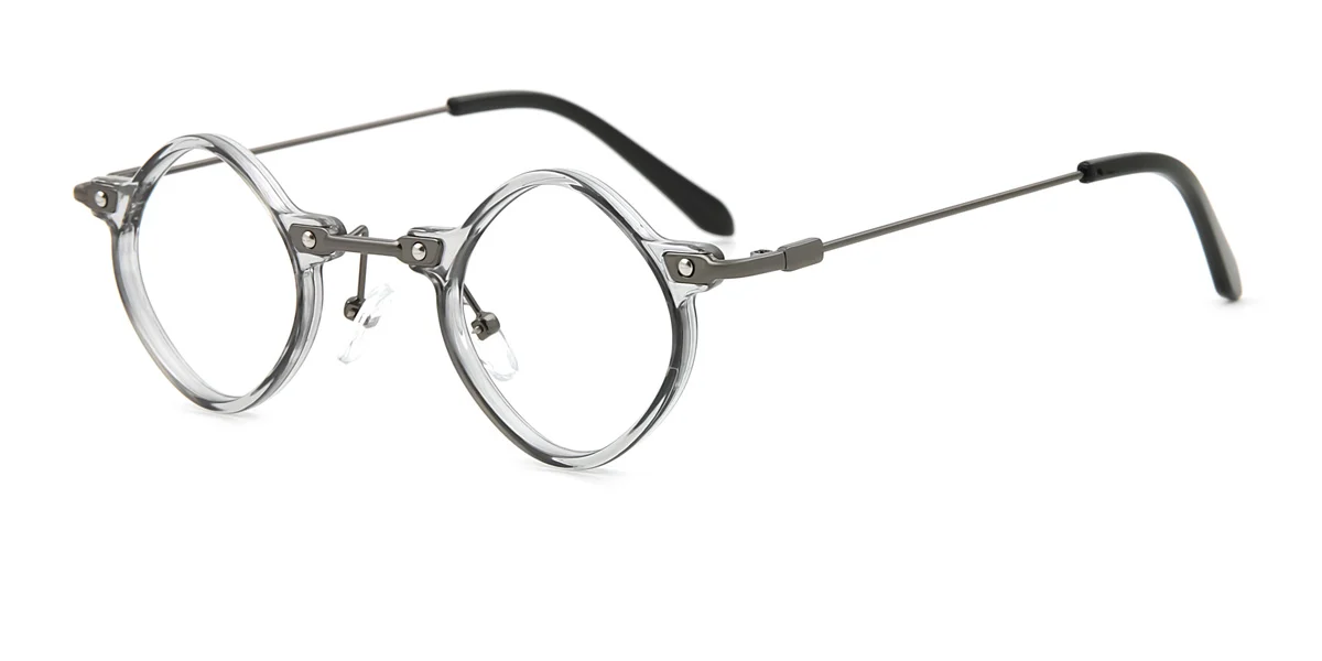 Grey Geometric Irregular Classic Retro Unique Super Light Eyeglasses | WhereLight