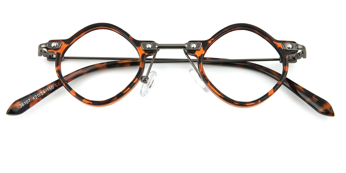 Tortoiseshell Geometric Irregular Classic Retro Unique Super Light Eyeglasses | WhereLight