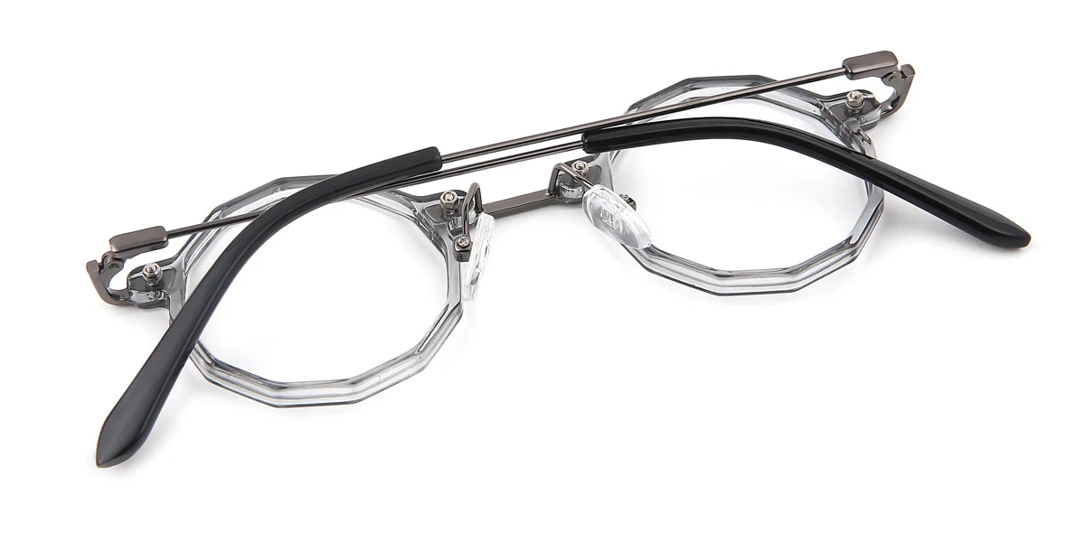 Grey Round Geometric Irregular Classic Retro Unique Super Light Custom Engraving Eyeglasses | WhereLight