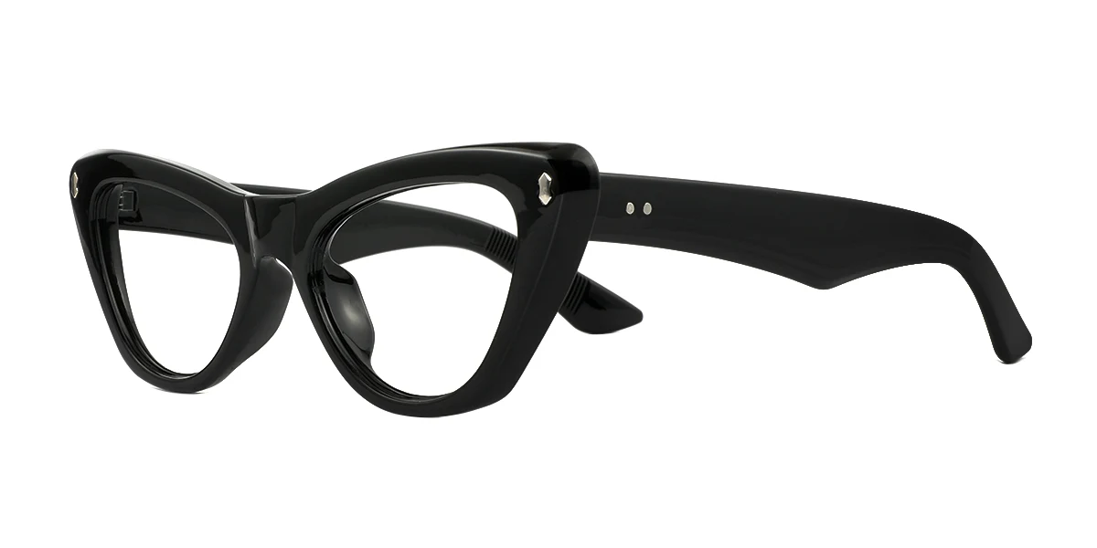 Black Cateye Simple Retro Custom Engraving Eyeglasses | WhereLight