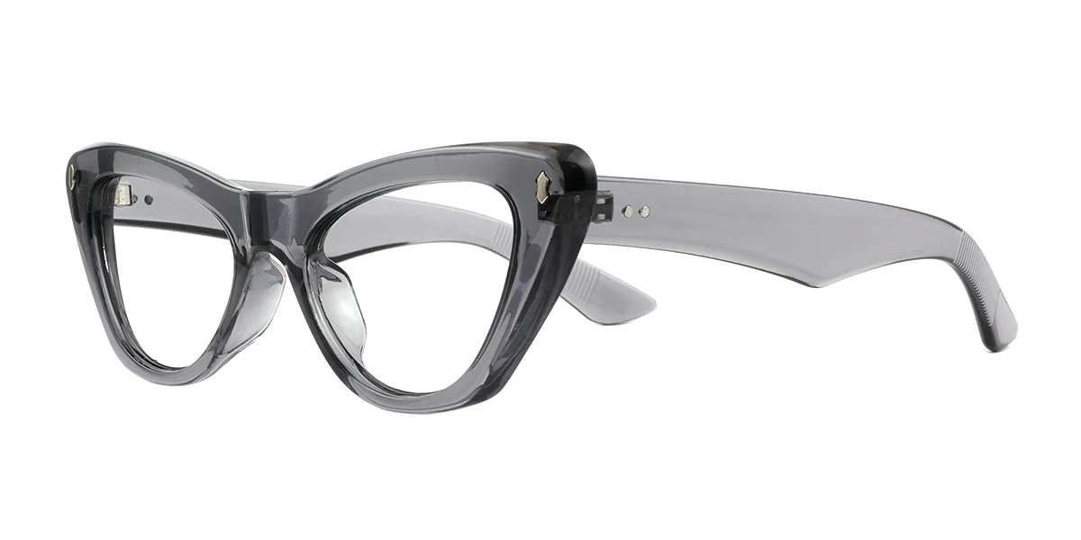 Grey Cateye Simple Retro Custom Engraving Eyeglasses | WhereLight