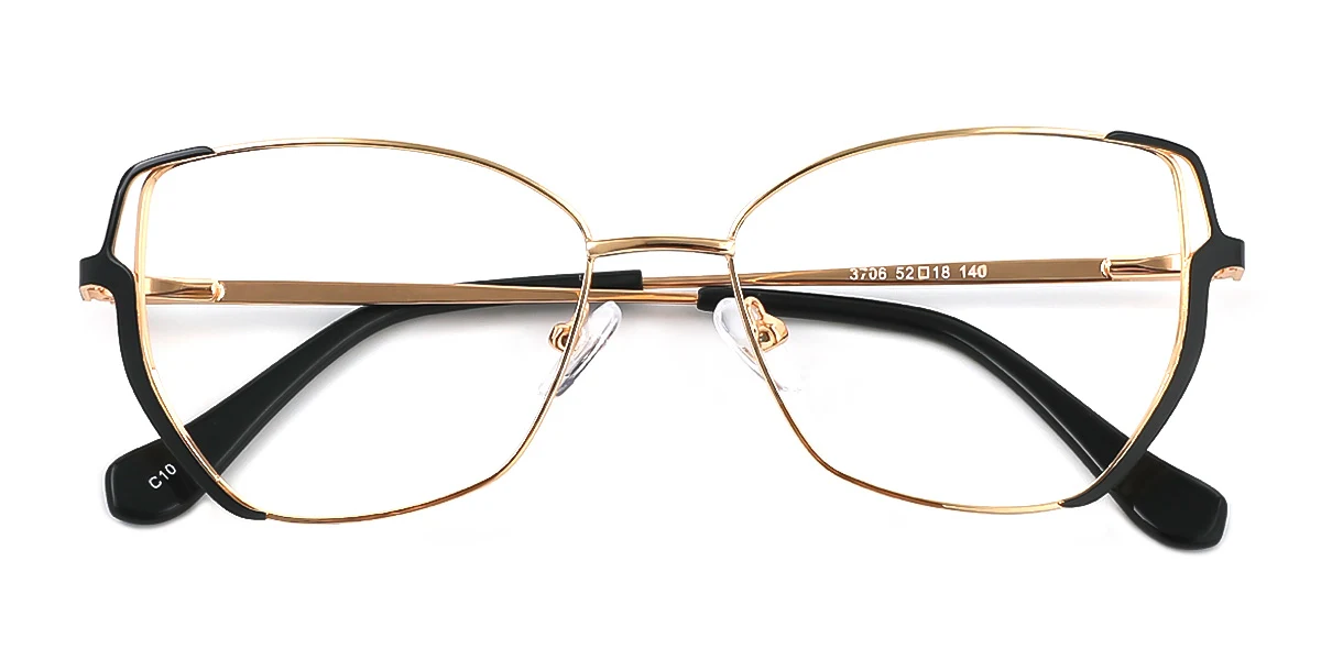 Black Geometric Simple Spring Hinges Eyeglasses | WhereLight