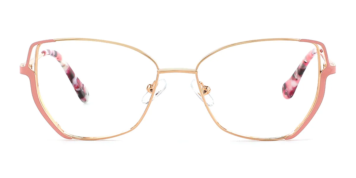 Pink Geometric Simple Spring Hinges Eyeglasses | WhereLight