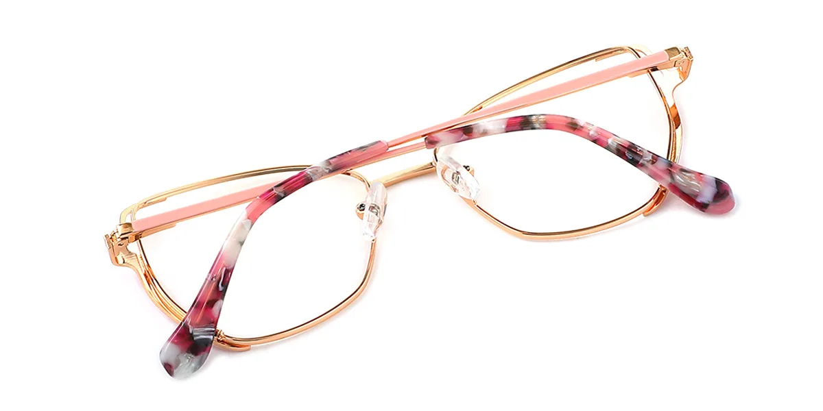 Pink Geometric Simple Spring Hinges Eyeglasses | WhereLight