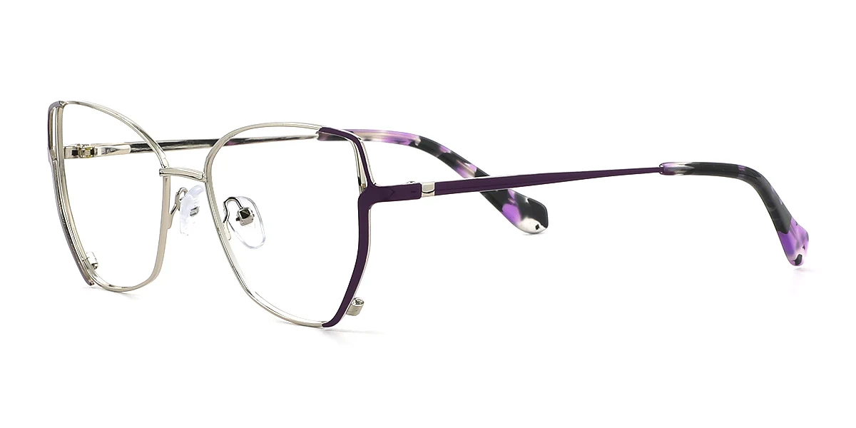 Purple Geometric Simple Spring Hinges Eyeglasses | WhereLight