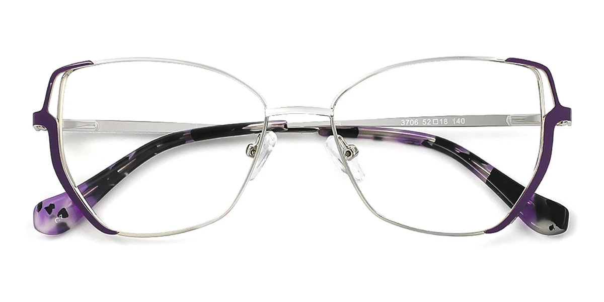 Purple Geometric Simple Spring Hinges Eyeglasses | WhereLight