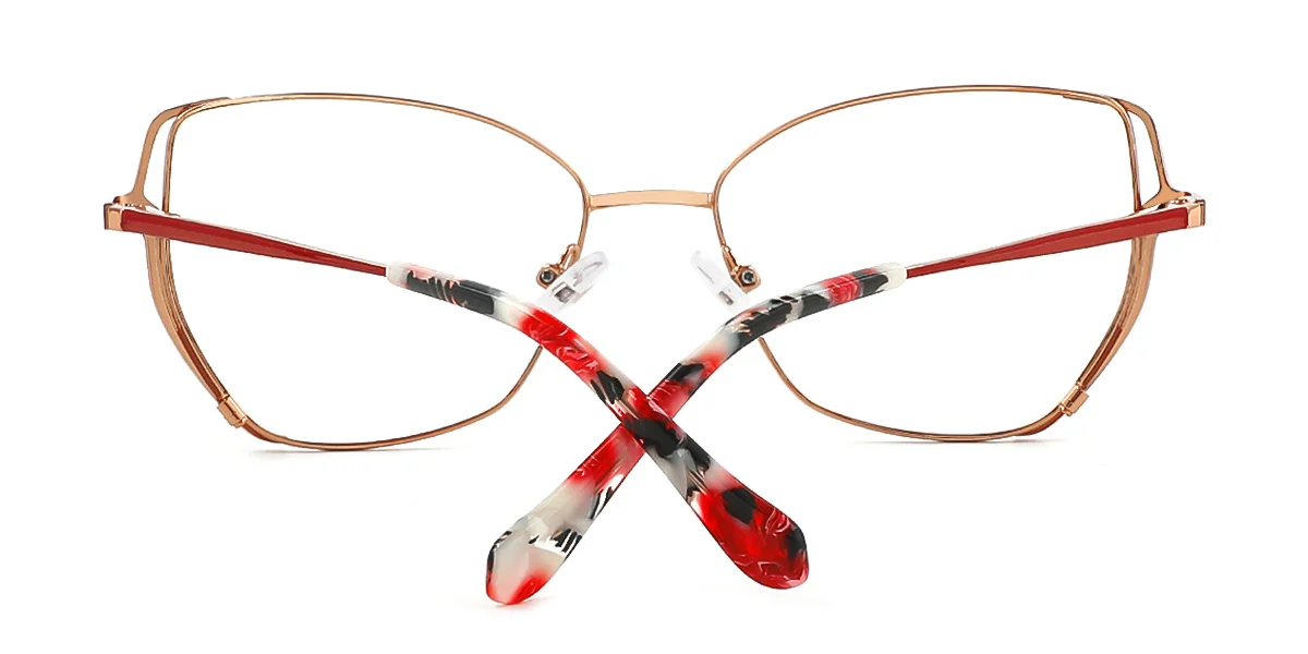 Red Geometric Simple Spring Hinges Eyeglasses | WhereLight