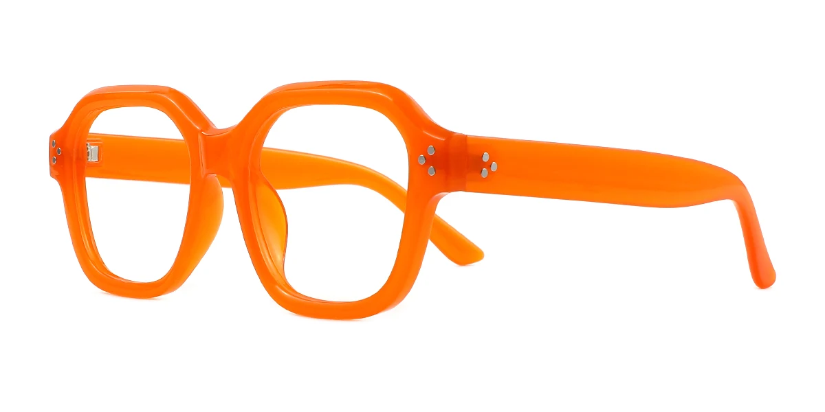 Orange Rectangle Simple Classic Custom Engraving Eyeglasses | WhereLight