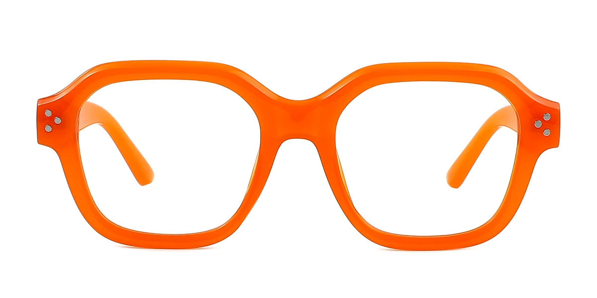 Orange Rectangle Simple Classic Custom Engraving Eyeglasses | WhereLight