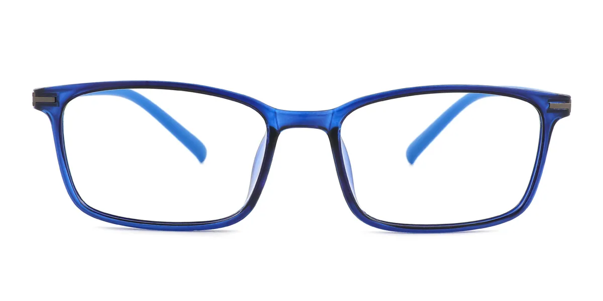 Blue Rectangle Simple Super Light Custom Engraving Eyeglasses | WhereLight