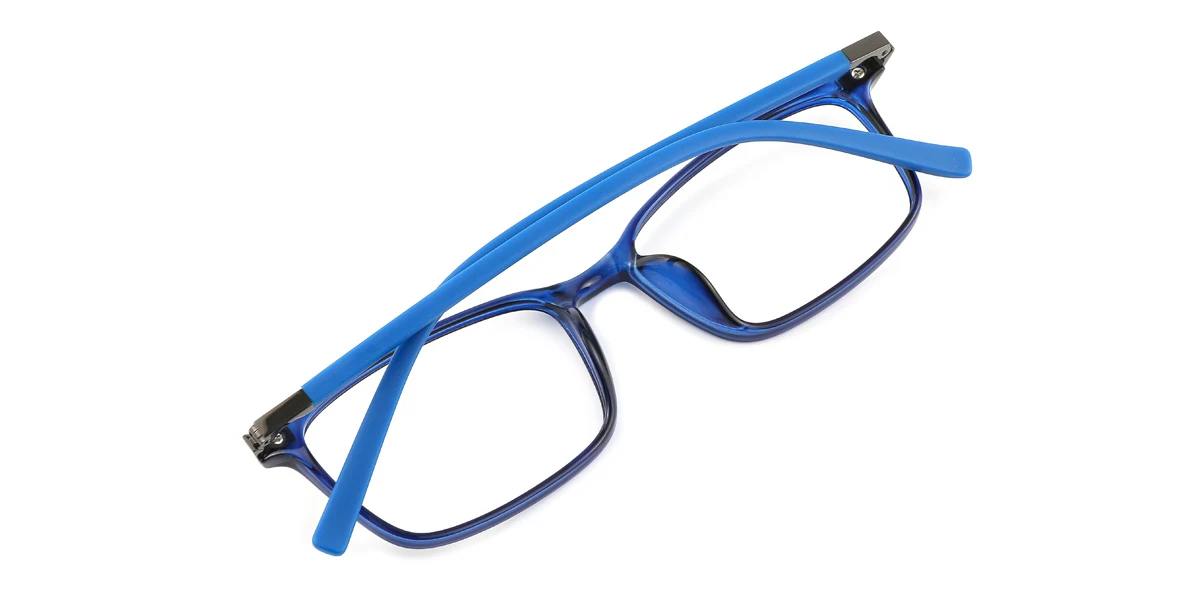Blue Rectangle Simple Super Light Custom Engraving Eyeglasses | WhereLight