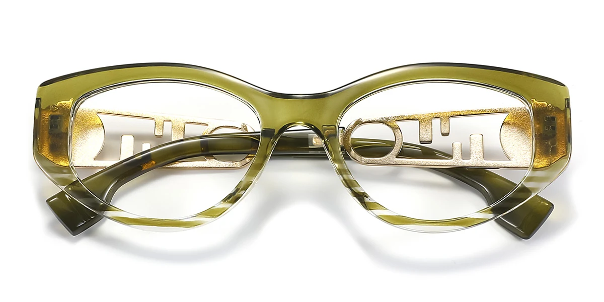 Green Cateye Unique  Eyeglasses | WhereLight