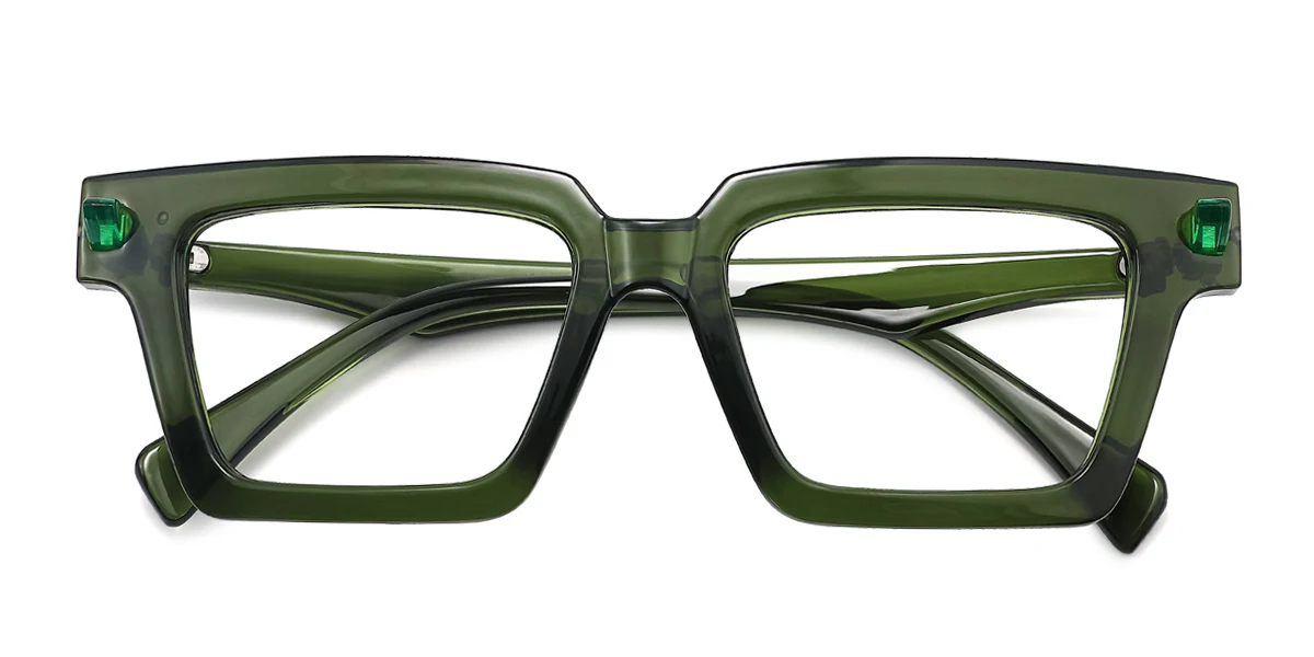 Green Rectangle Unique Gorgeous  Eyeglasses | WhereLight