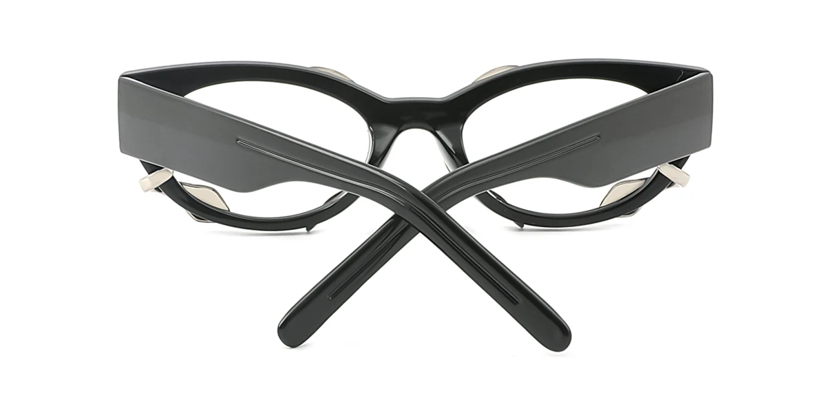 Black Cateye Oval Unique Gorgeous Custom Engraving Eyeglasses | WhereLight