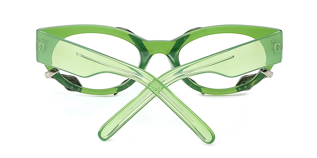 Green Cateye Oval Unique Gorgeous Custom Engraving Eyeglasses | WhereLight