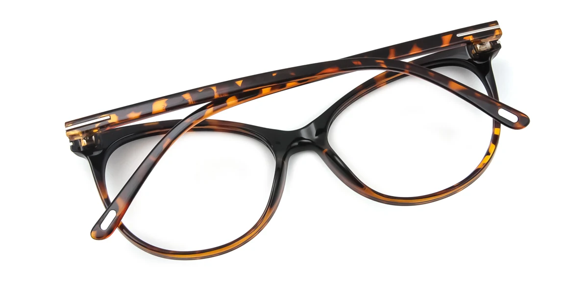 Tortoiseshell Cateye Oval Classic Retro Unique Super Light Custom Engraving Eyeglasses | WhereLight