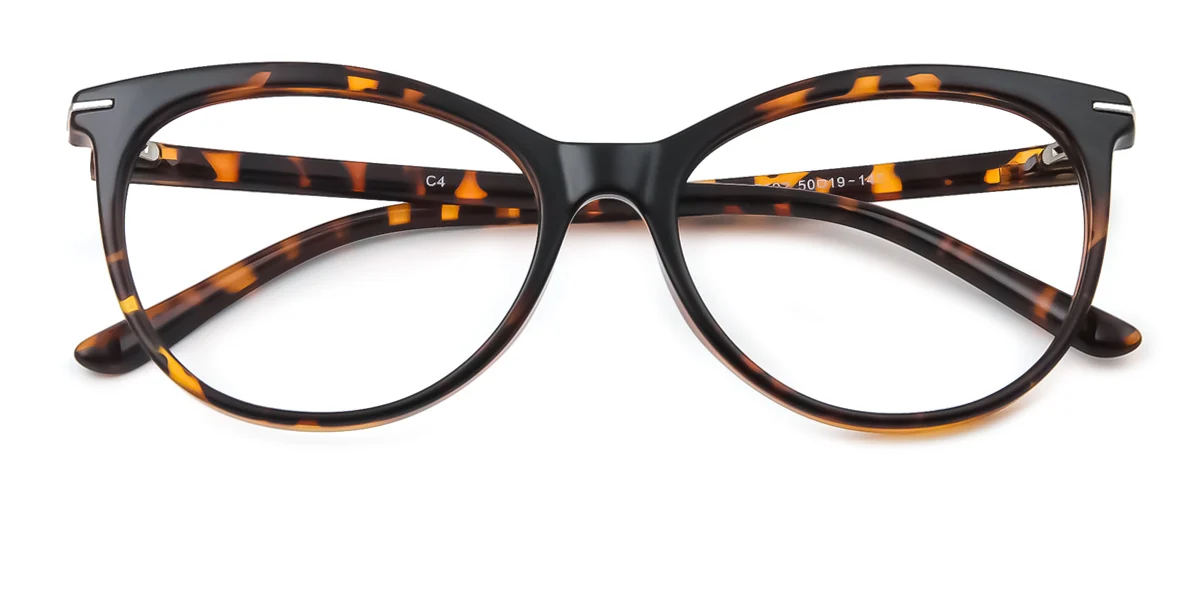 Tortoiseshell Cateye Oval Classic Retro Unique Super Light Custom Engraving Eyeglasses | WhereLight