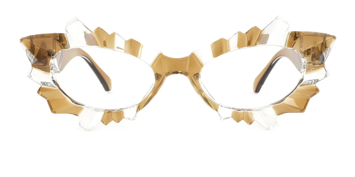 Brown Cateye Geometric Irregular Unique Gorgeous Custom Engraving Eyeglasses | WhereLight