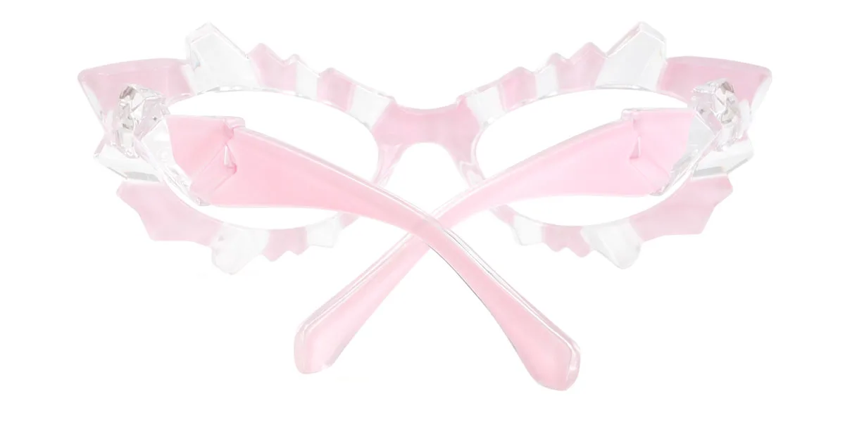 Pink Cateye Geometric Irregular Unique Gorgeous Custom Engraving Eyeglasses | WhereLight
