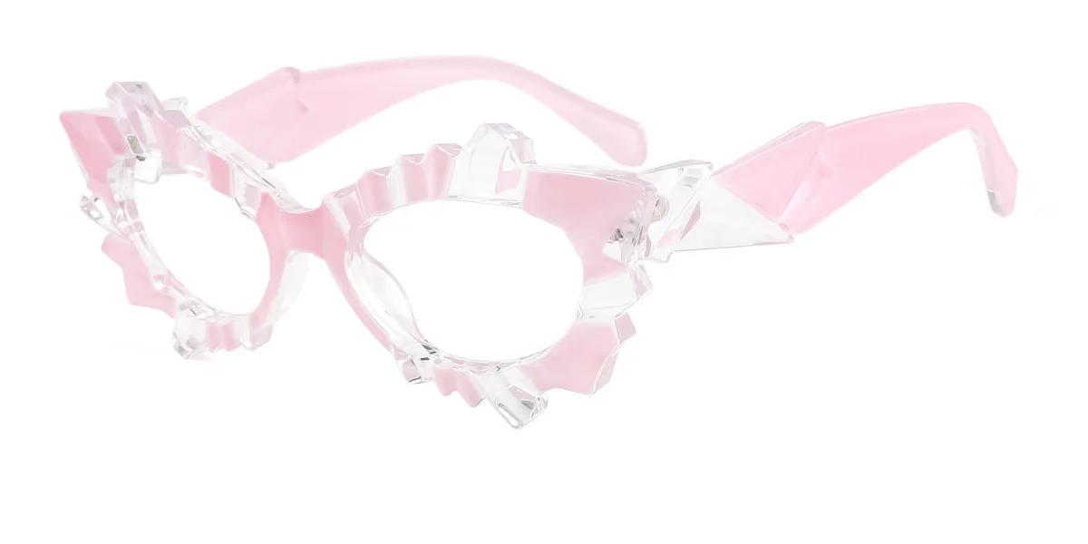 Pink Cateye Geometric Irregular Unique Gorgeous Custom Engraving Eyeglasses | WhereLight
