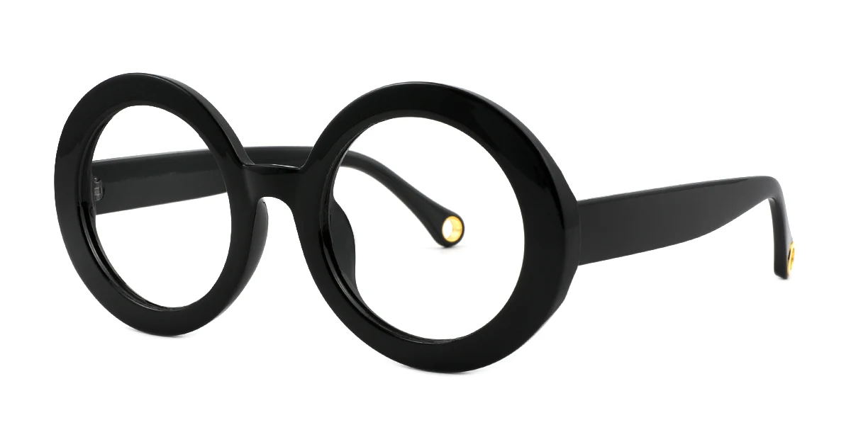 Black Round Simple Retro Custom Engraving Eyeglasses | WhereLight