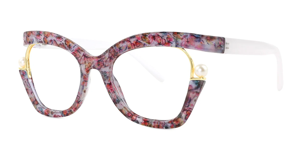 Floral Rectangle Retro Unique Custom Engraving Eyeglasses | WhereLight