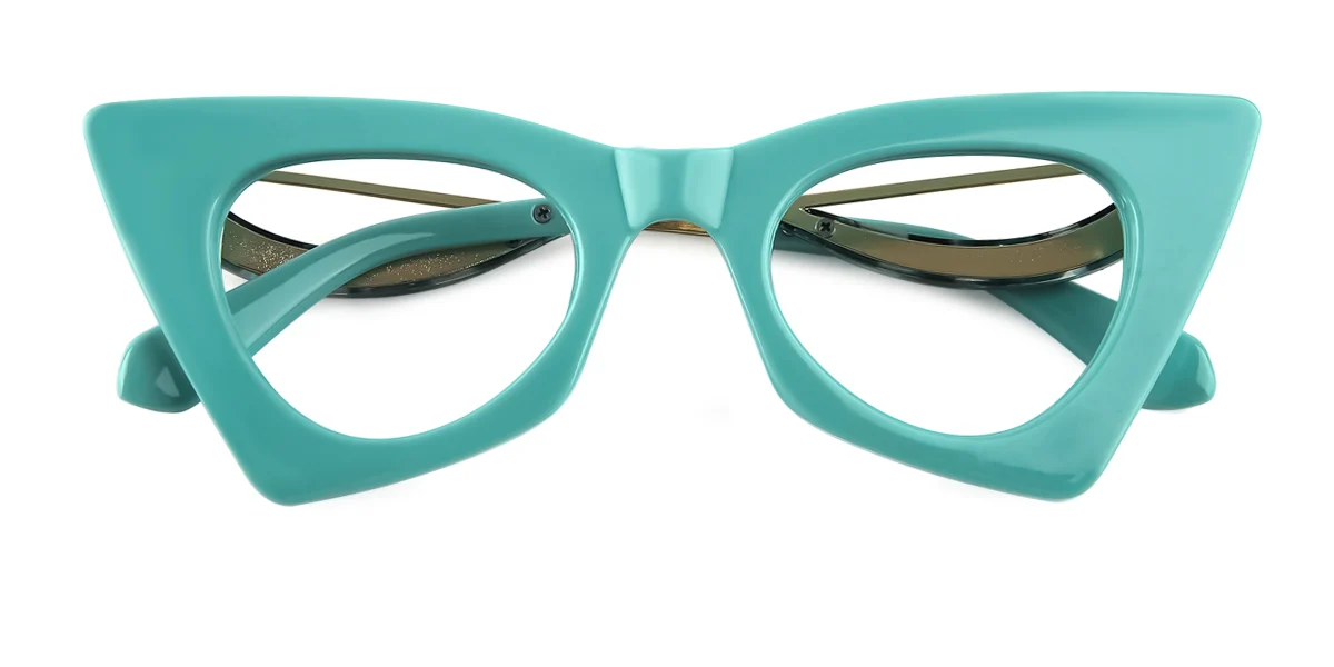 Green Cateye Unique  Eyeglasses | WhereLight