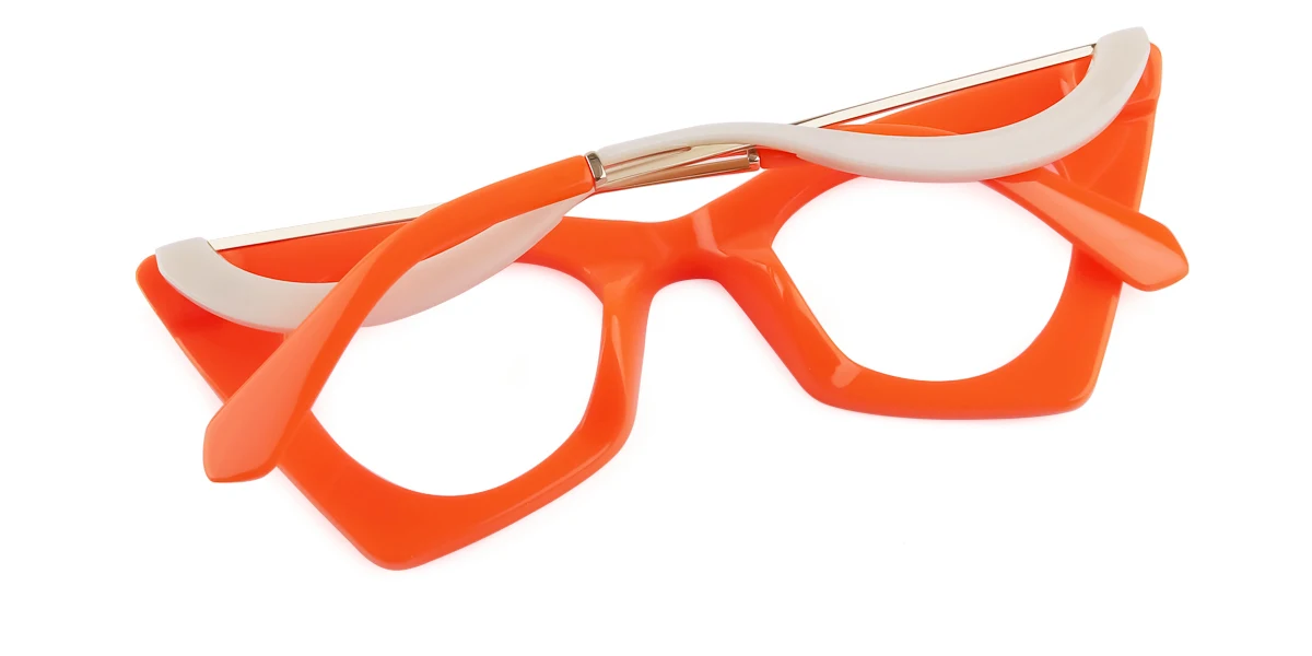 Orange Cateye Unique  Eyeglasses | WhereLight