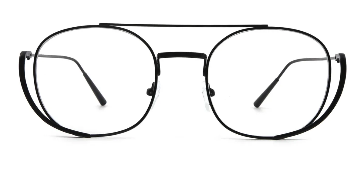 Black Oval Aviator Retro Unique  Eyeglasses | WhereLight