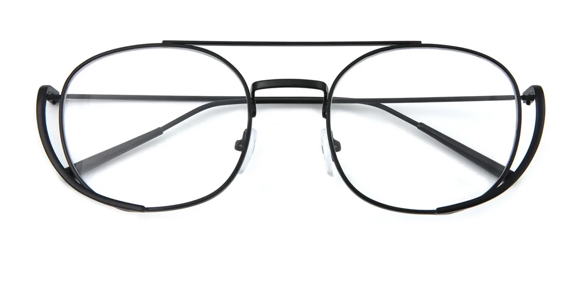 Black Oval Aviator Retro Unique  Eyeglasses | WhereLight