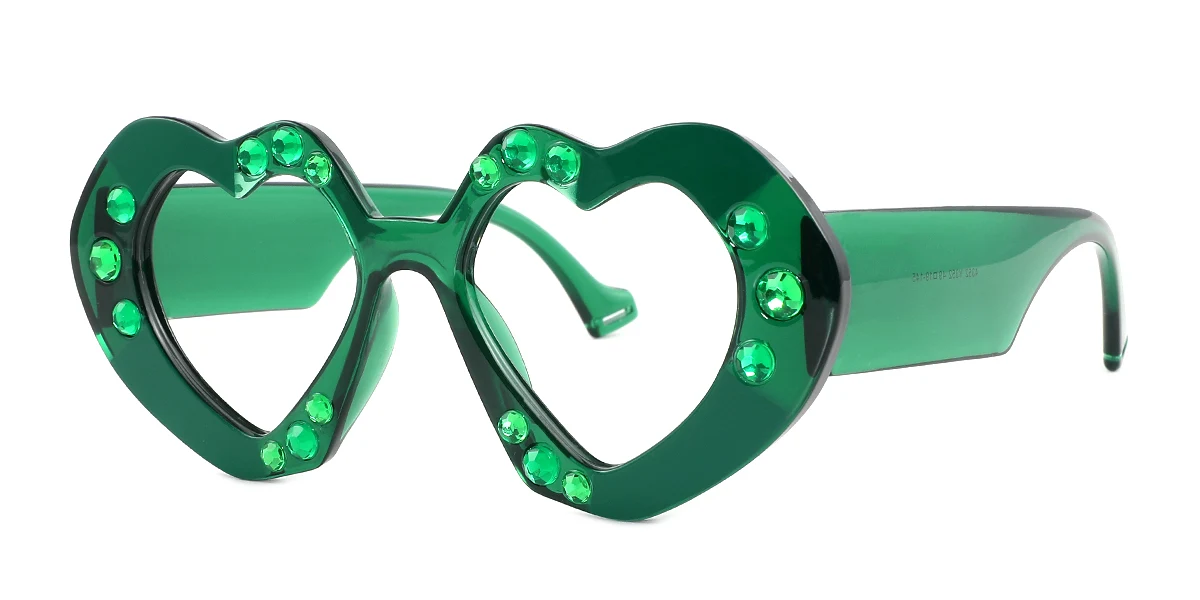 Green Heart Unique Gorgeous Custom Engraving Eyeglasses | WhereLight