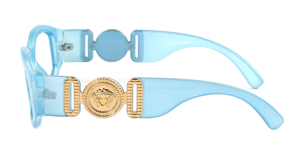 Blue Rectangle Irregular Retro Custom Engraving Eyeglasses | WhereLight