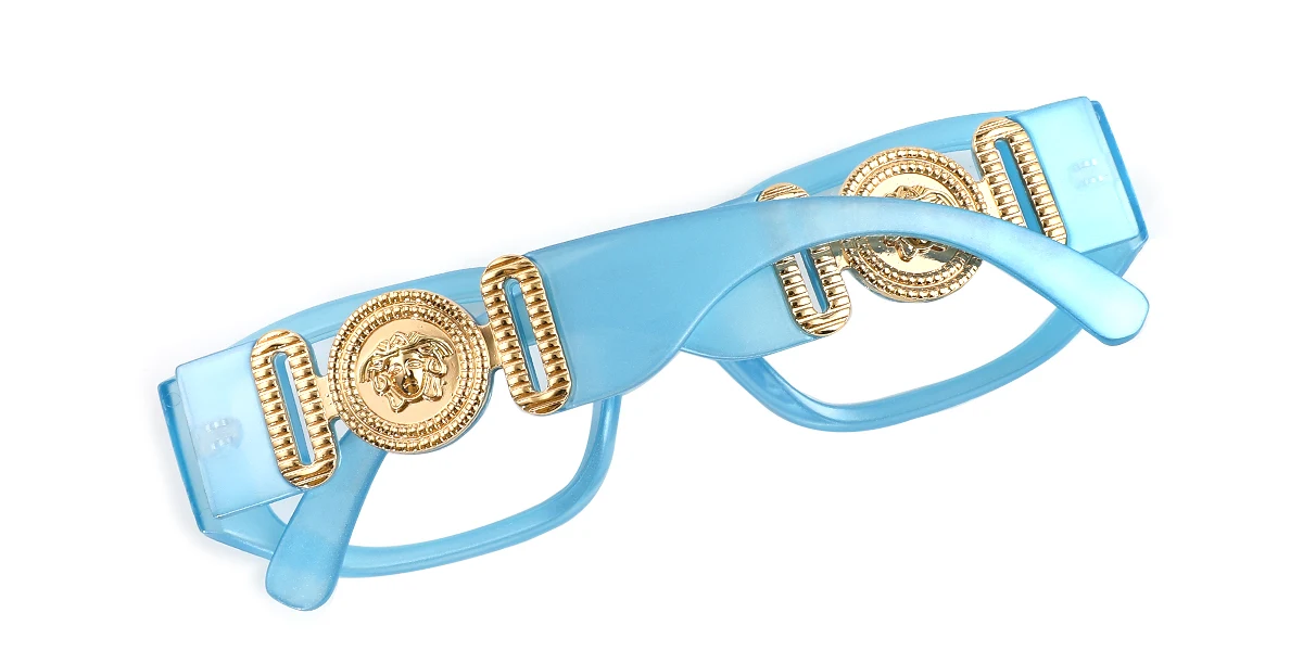 Blue Rectangle Irregular Retro Custom Engraving Eyeglasses | WhereLight