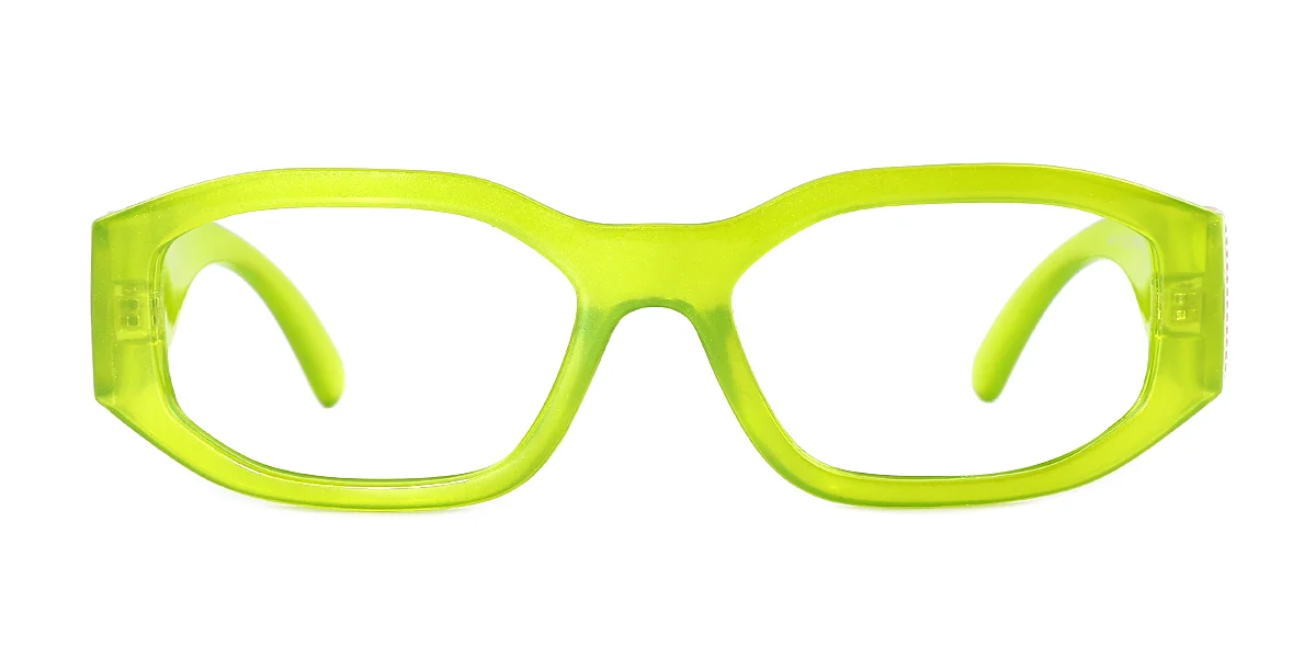Green Rectangle Irregular Retro Custom Engraving Eyeglasses | WhereLight