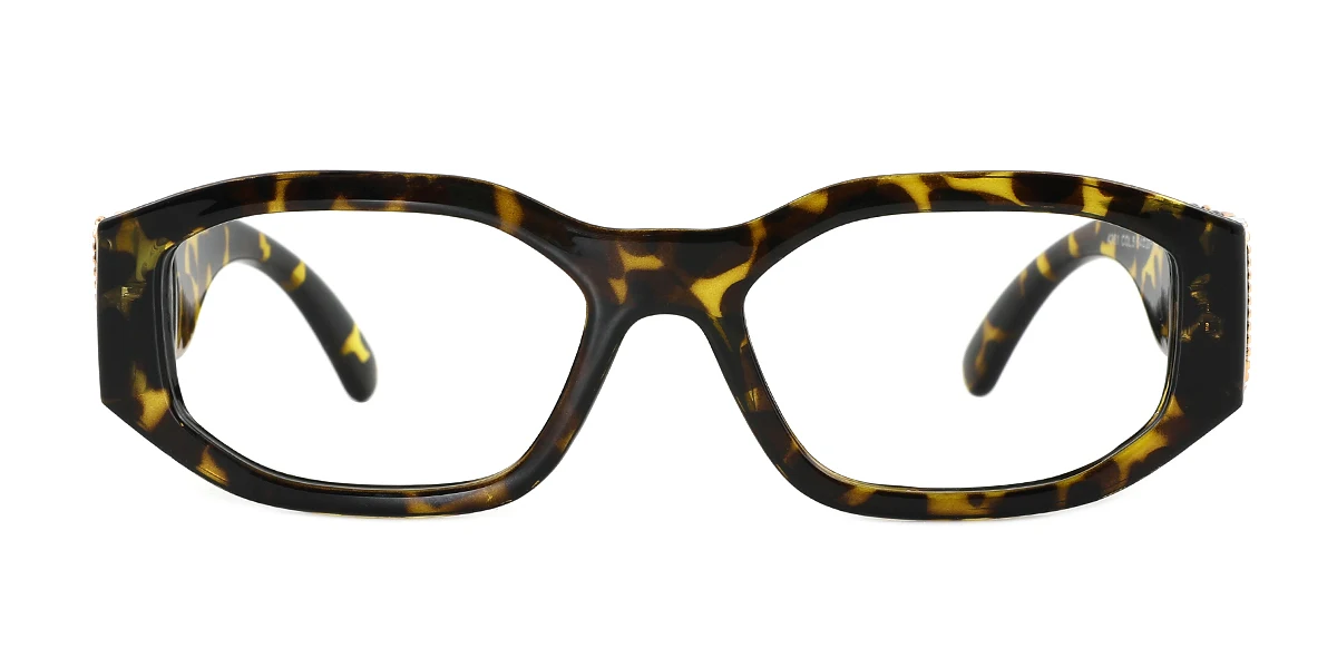 Tortoiseshell Rectangle Irregular Retro Custom Engraving Eyeglasses | WhereLight