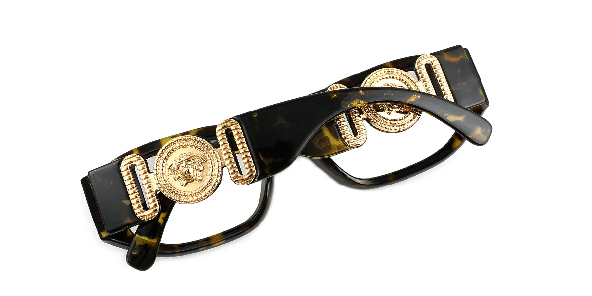 Tortoiseshell Rectangle Irregular Retro Custom Engraving Eyeglasses | WhereLight