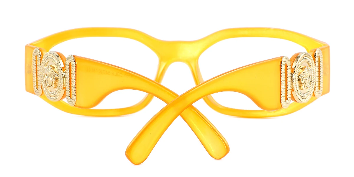 Yellow Rectangle Irregular Retro Custom Engraving Eyeglasses | WhereLight