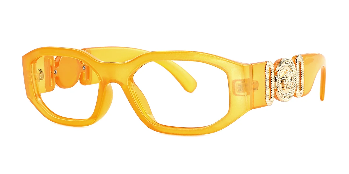 Yellow Rectangle Irregular Retro Custom Engraving Eyeglasses | WhereLight