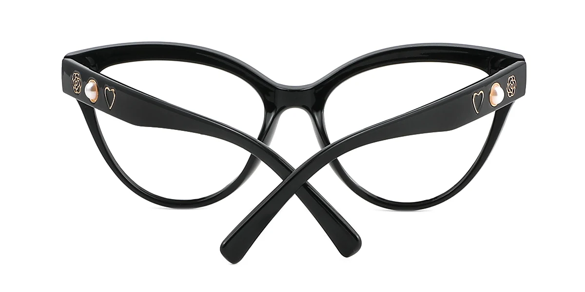 Black Cateye Simple Retro Custom Engraving Eyeglasses | WhereLight