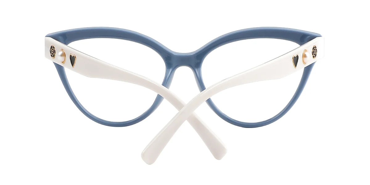 Blue Cateye Simple Retro Custom Engraving Eyeglasses | WhereLight