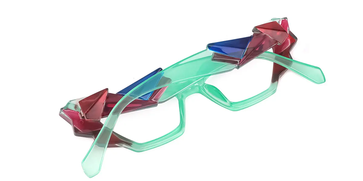 Green Cateye Geometric Irregular Classic Unique Gorgeous Custom Engraving Eyeglasses | WhereLight