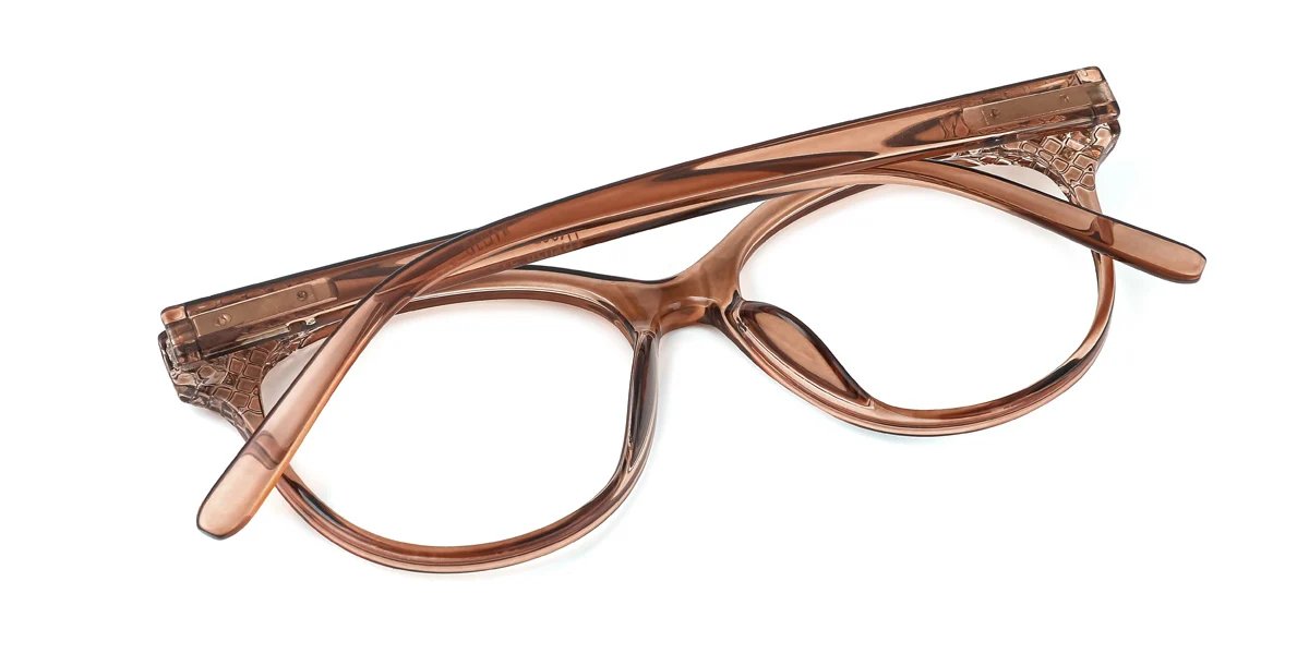 Brown Oval Gorgeous Rhinestone Custom Engraving Eyeglasses | WhereLight