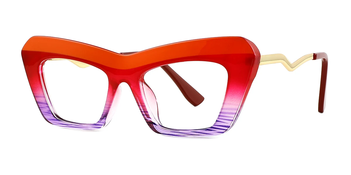 Orange Cateye Simple Spring Hinges Custom Engraving Eyeglasses | WhereLight