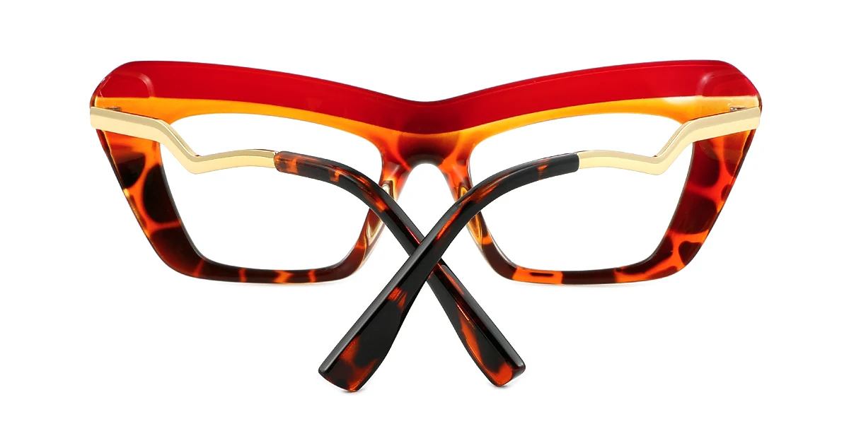 Red Cateye Simple Spring Hinges Custom Engraving Eyeglasses | WhereLight
