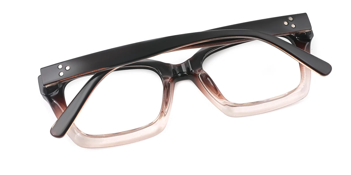Brown Rectangle Irregular Simple Classic Business Custom Engraving Eyeglasses | WhereLight