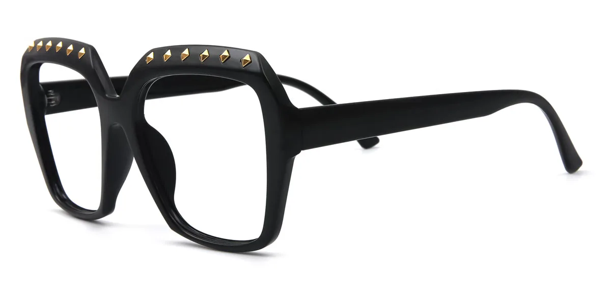 Black Geometric Irregular Retro Unique Gorgeous Custom Engraving Eyeglasses | WhereLight