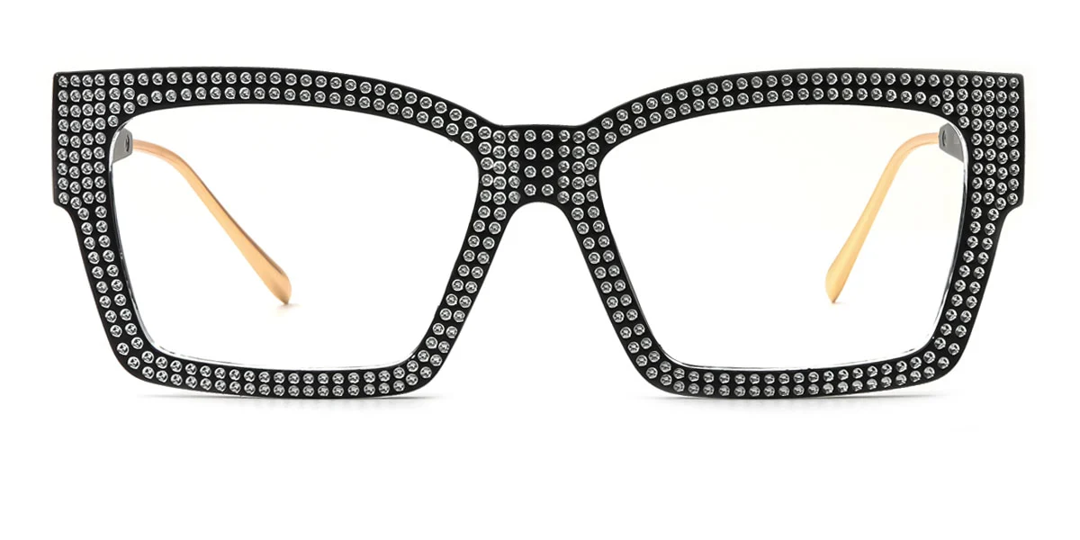 Black Rectangle Geometric Unique Gorgeous Custom Engraving Eyeglasses | WhereLight